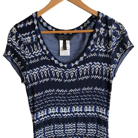 BCBGMaxAzria Hailee Dress Size Medium Blue Gray Silk Cotton Tapestry Jacquard - Picture 3 of 11